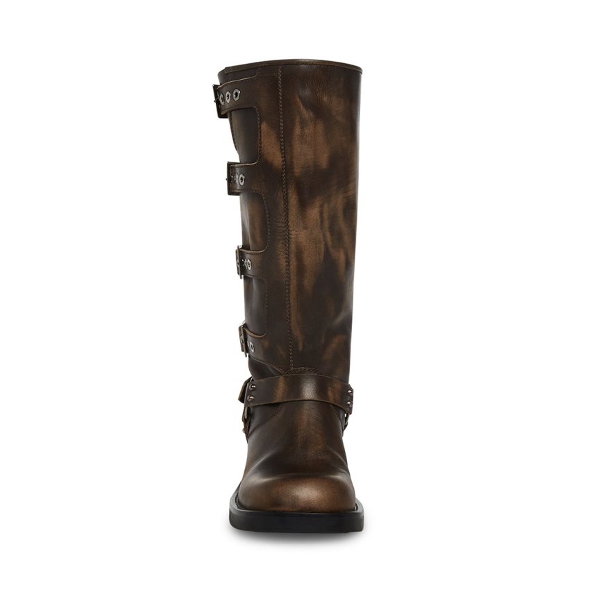 Dark Brown Steve Madden Rocky Distressed Women's Knee-high Boots | PH 0825PUL